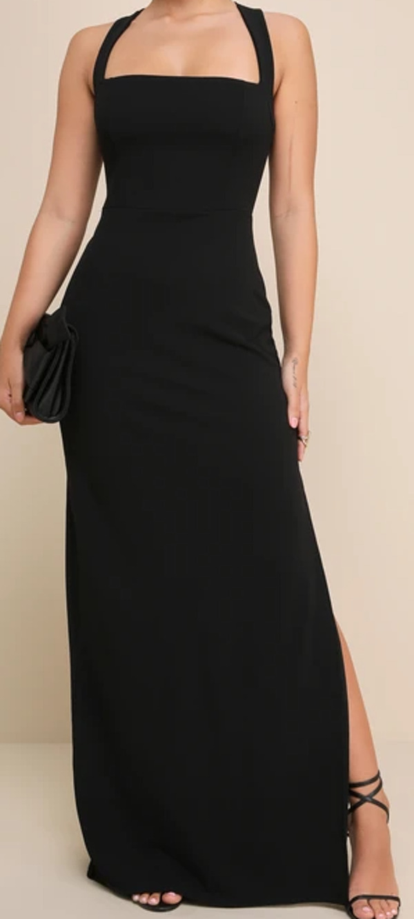 LULU'S M Glamorous Dedication Black Sleeveless Column Formal Maxi Dress NWT 0B18